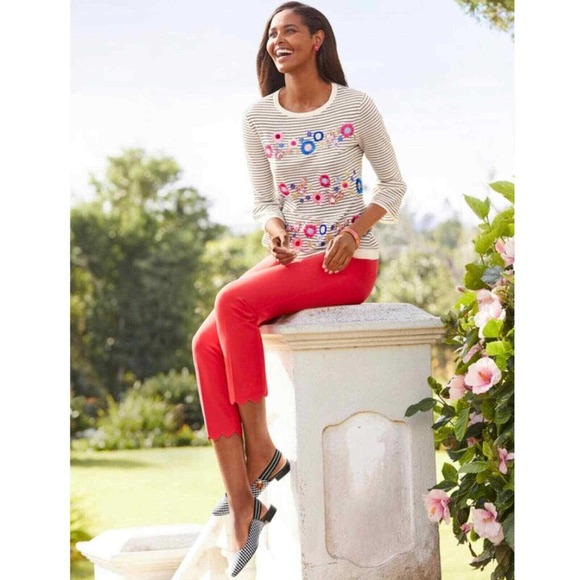 Talbots Floral Row Striped Embellished Embroidered Crewneck Sweater Plus Size 1X - Picture 12 of 12